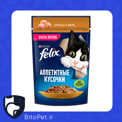 پوچ گربه فلیکس 75 gr مرغ در ژله