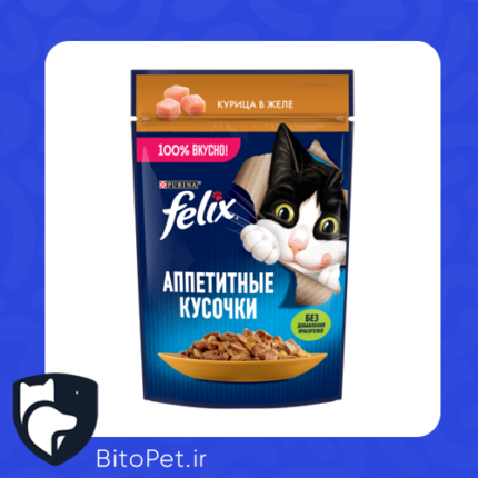 پوچ بچه گربه کیتن فلیکس 85 gr مرغ در ژله-بیت و پت