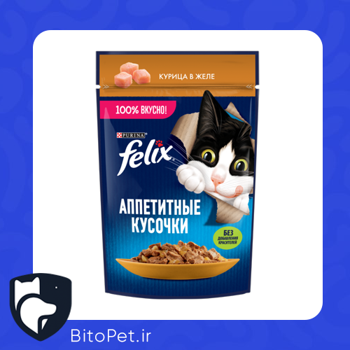 پوچ بچه گربه کیتن فلیکس 85 gr مرغ در ژله-بیت و پت