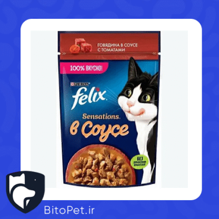 پوچ گربه فلیكس 75 gr گوشت گاو در سس گوجه فرنگی
